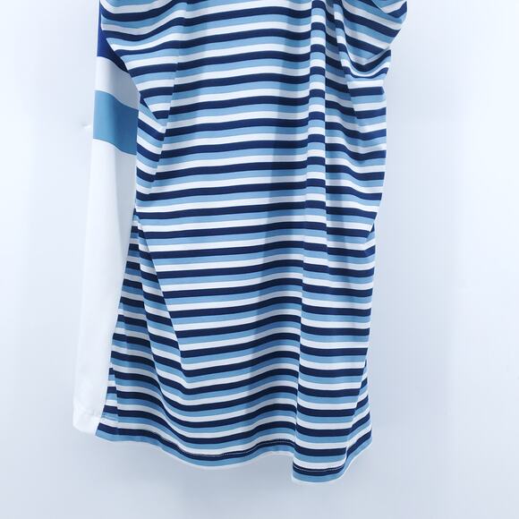 Poof! Sporty Athletic Retro Bright Blue Striped Racerback Tank Modern Chic Large - Picture 9 of 10